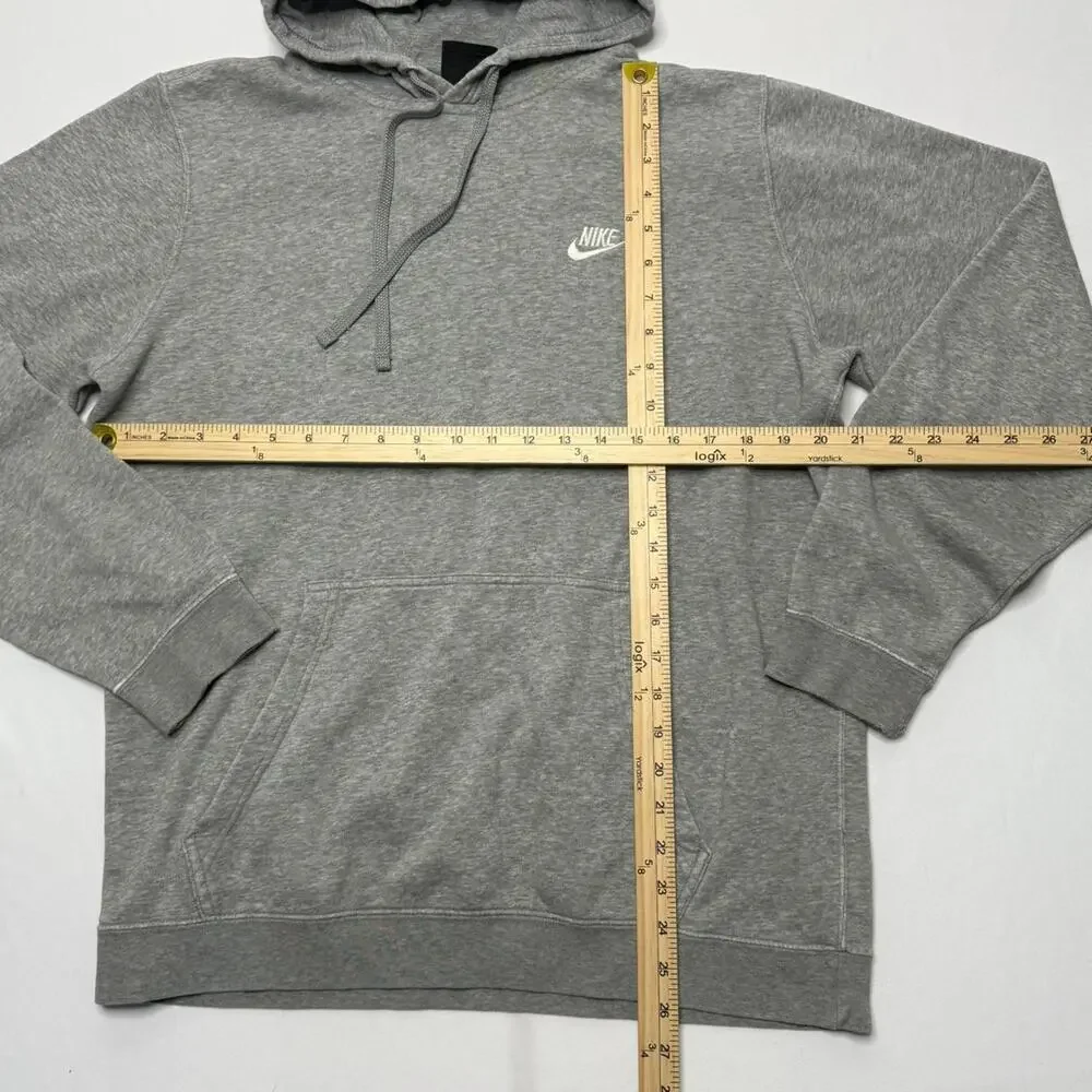 Nike gray pullover hoodie men’s large swoosh logo fleece sweatshirt